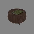 Elegant Wooden Round Side Table with Circular Top Three Legs and Green Book