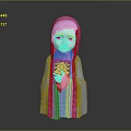 Ariyala Character In Pink Headscarf Blue Robe Holding Gray Book With Sad Expression