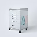 Mobile White Medical Storage Cart With Multiple Spacious Drawers And Hanging Towels