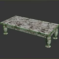 Elegant Coffee Table With White Brown Marbled Top And Carved Legs Design