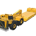 Large Yellow Heavy Duty Trailer With Crane And Extended Flatbed Structure 3d model