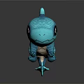 Cute Blue Dragon Like Game Movie Character With Big Shiny Eyes 3D Model Design