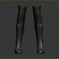 Black Knee High Boots With Metallic Buckles And High Heels Fashion Style