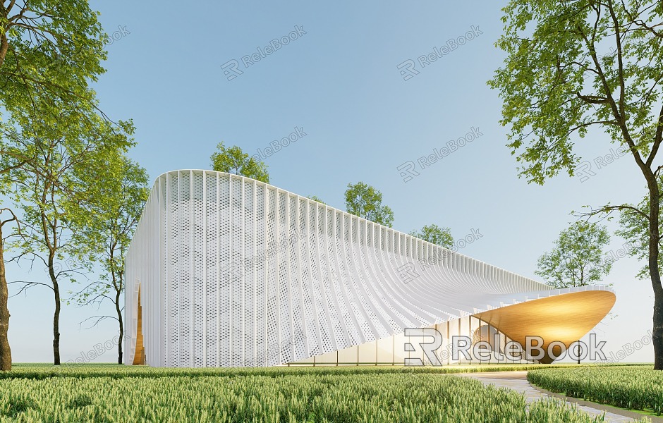 Modern Sales Office Building Sales Department Building Curve Commercial Restaurant Bookstore Rural Architecture Exhibition Center model