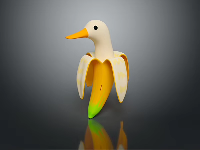 Creative Modern Decorative Ornament Set With Duck Shape Banana Peel Design 3d model