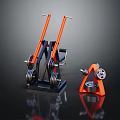 Orange And Black Sports Equipment With Frame Handles And Weight Plates For Home Gym