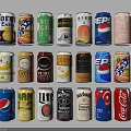 Assorted Beverage Cans Including Soft Drinks Beer Juice And Cola Varieties 3d model