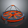 Other Circular Mechanical Structure With Orange Spokes Black Frame And Gray Supports 3d model