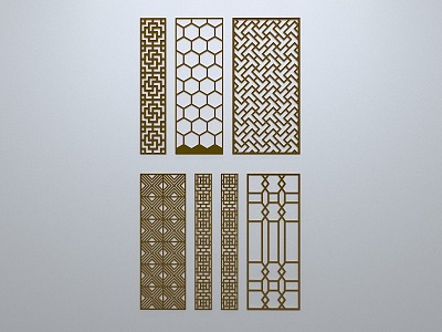 Chinese-style window grilles line silhouette pane window sill border engraved window edge strip construction 3d model