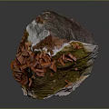 Natural Stone And Wood Decorative Piece With Red Crystals Green Patina And White Base