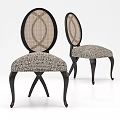 Elegant Dining Chairs Featuring Round Woven Back Textured Fabric Seat And Black Curved Legs