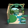 Interactive Zone Exhibition Booth Design With Green Plants And Tea Brand Signage