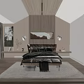 Modern Living And Dining Area Interior With Chandeliers Wooden Elements Marble Accents And Sofa