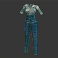 Short Sleeved Floral Pattern Blouse With High Waisted Fitted Jeans And Button Details