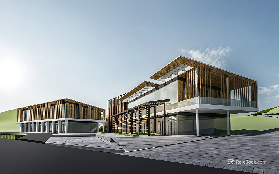Modern Rural Self Built House Featuring Wooden Structure Glass Facade And Open Terrace 3d model 