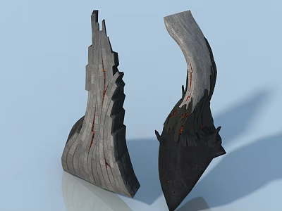 Unique Designed Pet Cabinet With Gray Black Wood Grain And Red Accent Lines 3d model