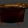 Classic Brown Leather Single Seater Sofa With Tufted Design Rolled Arms And Wooden Legs