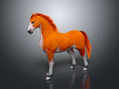 Orange Horse With White Legs Standing In Realistic 3D Rendering Pose 3d model