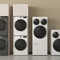 Modern Stackable and Freestanding Washing Machines in Various Sizes White and Gray 3d model