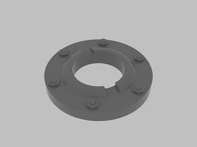 Gray Circular Mechanical Flange With Multiple Bolt Holes And Central Aperture 3d model