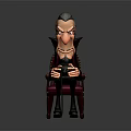 Cartoon Villain Character Sitting On Red Armchair Playing Video Game With Controller