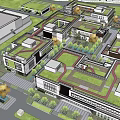 Modern Industrial Factory Park Layout With Multiple Buildings And Green Areas