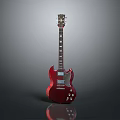 Glossy Red Electric Guitar Stylish Modern Household Musical Accessory