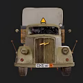 Olive Green Military Truck With White Star Emblem Wooden Cargo Bed And White Canvas Cover