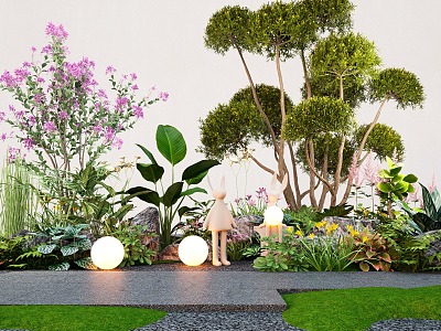 Plants Flowers and Plants Flower Mirror Group Courtyard Landscape Sketches Model Tree Plant Combination Green Plant Pile model