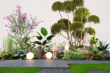 Plants Flowers and Plants Flower Mirror Group Courtyard Landscape Sketches Model Tree Plant Combination Green Plant Pile 3d model