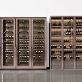 Modern Wine Cabinet With Glass Doors And Organized Wine Bottle Storage
