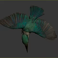 Vibrant Kingfisher Bird Flying With Green Blue Feathers And Outstretched Wings