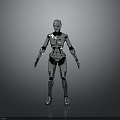 Humanoid Robot Character With Silver Metallic Body And Blue Glowing Accents