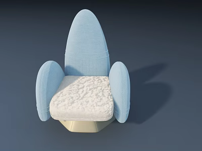 Light Blue Modern Accent Chair With Textured White Cushioned Seat And Cream Base 3d model