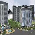 Modern Residential Complex With High Rise Buildings Greenery And Landscaped Areas
