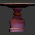 Modern Round Top Pedestal Table Featuring Pink Purple Gradient And Yellow Trim