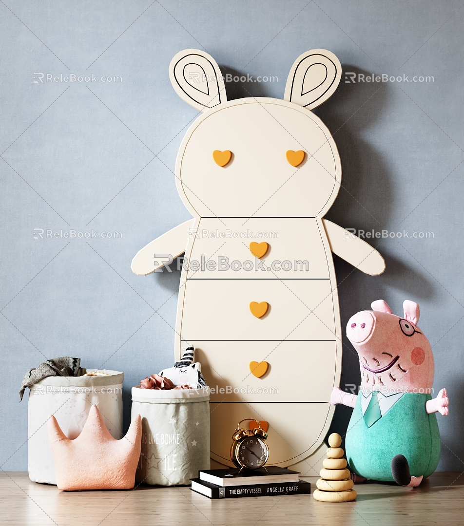 Rabbit Children's Side Cabinet Storage Cabinet Cartoon Children's Decorative Cabinet Toys 3d model