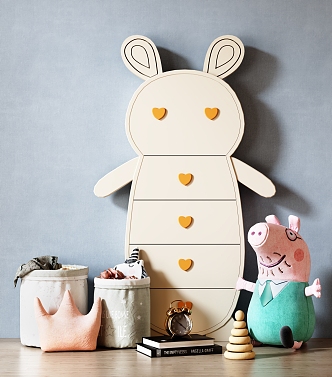 Rabbit Children's Side Cabinet Storage Cabinet Cartoon Children's Decorative Cabinet Toys 3d model