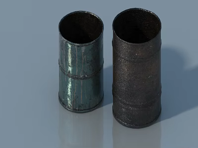Metal Pet Cabinet Cylindrical Blue Green Black Textured Surface On Smooth Reflective Base 3d model