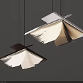 Modern Creative Book Shaped Pendant Light With Wooden Brown And White Design For Interior Decoration