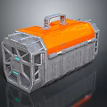 Industrial Metallic Container With Gray Body Orange Top Silver Handle And Green Accent Lights