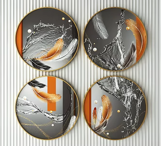 Light Luxury Round Frame Painting Decorative Painting 3d model