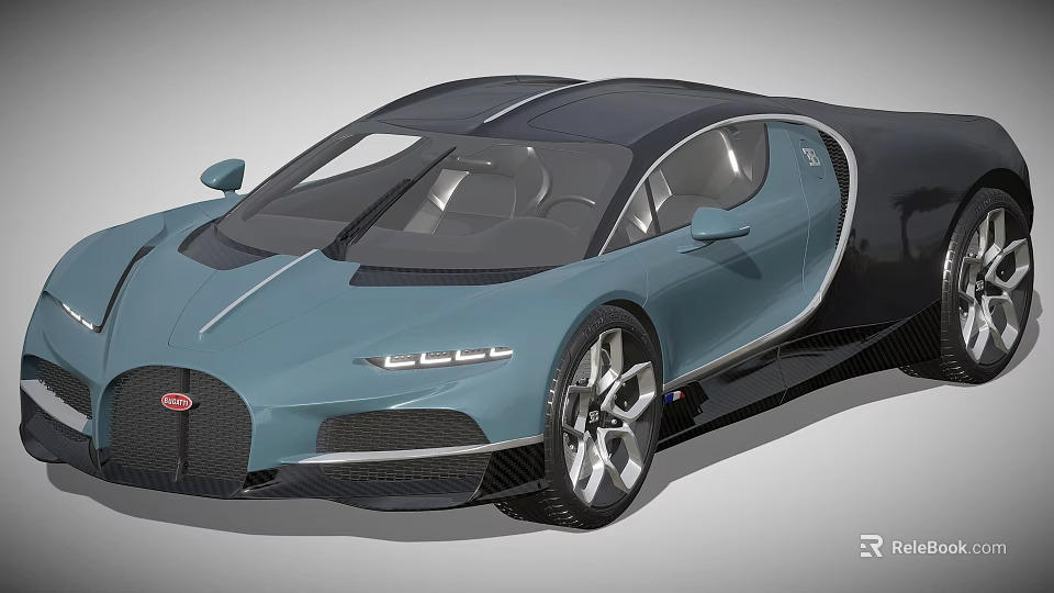 Luxury Blue Sports Car With Sleek Black Roof And Aerodynamic Alloy Wheels 3d model 