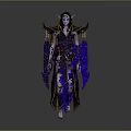 Fantasy Mage Game Movie Character With Purple Hair Pointed Ears And Ornate Robe