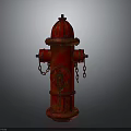 Classic Red Fire Hydrant With Detailed Design Standing Against Gray Background