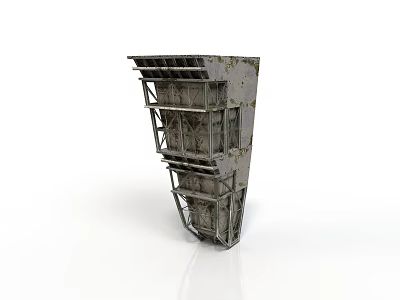 Industrial Steel Equipment With Multi layer Frame And Rustic Surface Support 3d model