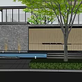 Modern Sales Office With Glass Facade Black Roof Surrounded By Trees And Landscaped Garden