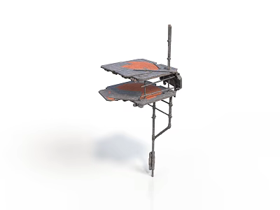 Foldable Portable Workbench Stand With Two Orange Surfaces And Metal Frame 3d model