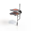 Foldable Portable Workbench Stand With Two Orange Surfaces And Metal Frame