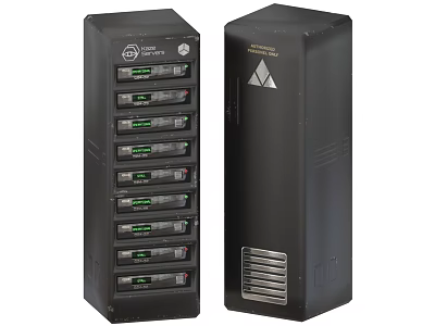 Industrial Equipment With Multiple Slots Green Indicator Lights And Heat Dissipation Vents 3d model